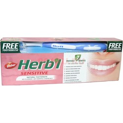 Зубная паста «Dabur Herb'l» для чувствительных зубов 150 г с зубной щеткой - фото 144705