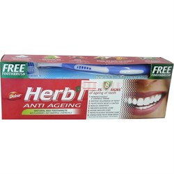 Зубная паста «Dabur Herb'l» против признаков старения зубов 150 г с зубной щеткой - фото 144707