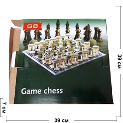 Набор большой 35 см доска для игры в шахматы со стеклянными стопками - фото 145520