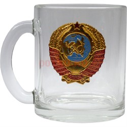 Чашка с ручкой «герб СССР» стеклянная - фото 146994