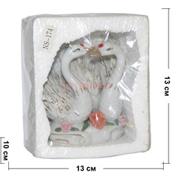 Статуэтка "Лебеди с цветами" белый фарфор - фото 148462