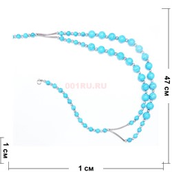 Бусы из голубого коралла с металлическими вставками (на убывание) - фото 151566