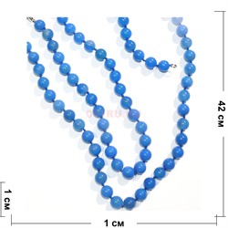 Нитка бусин 8 мм из голубого агата 42 бусины - фото 151605