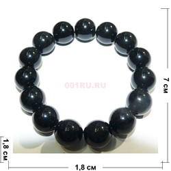 Браслет из черного агата 18 мм - фото 152266