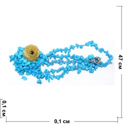 Бусы из голубой бирюзы с цветком из сердолика - фото 152942