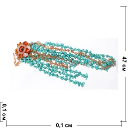 Бусы из голубой бирюзы с цветком из сердолика - фото 152956