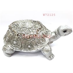 Фигурка черепаха (W72125) полистоун серебро 14 см - фото 153300