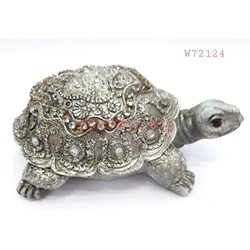 Фигурка черепаха (W72124) полистоун серебро 11 см - фото 153302