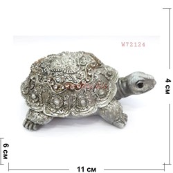 Фигурка черепаха (W72124) полистоун серебро 11 см - фото 153303