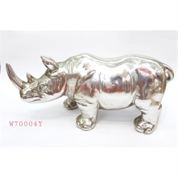Статуэтка носорог (W70004Y) полистоун серебро - фото 153304