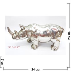Статуэтка носорог (W70004Y) полистоун серебро - фото 153305