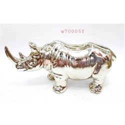 Статуэтка носорог (W70005Y) полистоун серебро - фото 153312