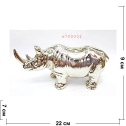Статуэтка носорог (W70005Y) полистоун серебро - фото 153313