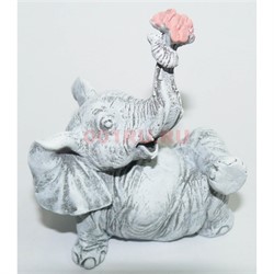 Слон 10 см с букетом из мраморной крошки ручная работа - фото 154415
