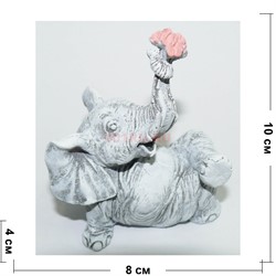 Слон 10 см с букетом из мраморной крошки ручная работа - фото 154416