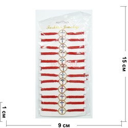 Браслет (J-99) из толстой красной нити Крест в круге 12 шт/уп - фото 155425