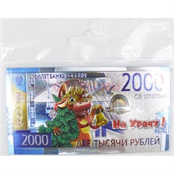 Магнит 2000 рублей из ПВХ на Удачу Бык Символ 2021 года - фото 156010