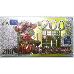 Магнит 200 евро из ПВХ Бык Символ 2021 года - фото 156024