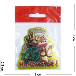 Магнит из ПВХ На счастье Бык с елкой Символ 2021 года - фото 156071