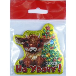 Магнит из ПВХ На удачу Бык Символ 2021 года - фото 156072