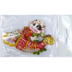 Магнит деревянный объемный Рог Изобилия Бык Символ 2021 года - фото 156121