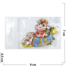 Магнит деревянный объемный Рог Изобилия Бык Символ 2021 года - фото 156122