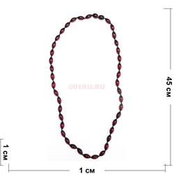 Бусы из янтаря овальные 1 мм красный 45 см - фото 156987
