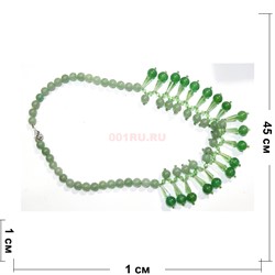 Бусы из нефрита с металлической фурнитурой 45 см - фото 158093