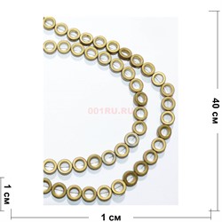 Нитка бусин гематит под под золото 10 мм круглый матовый 40 см - фото 158897
