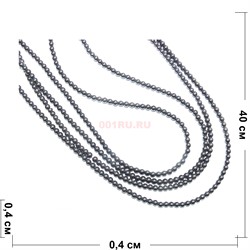 Нитка бусин гематит 4 мм круглый длина 40 см - фото 159001