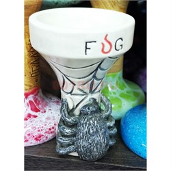 Чашка белая глина «FUG паук» кальянная - фото 160181