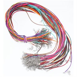Гайтан шнурок на шею цвета микс 60 см крученая нить 100 шт в связке - фото 160400