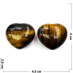 Сердце из натурального тигрового глаза 4x4,5 см - фото 160581