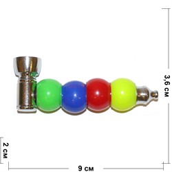 Трубка курительная 4 шара цветных пластик - фото 160643