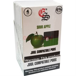 Картриджи Juul совместимые Sour Apple (зеленое яблоко) цена за 4 шт - фото 160978