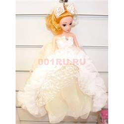 Кукла подвеска брелок в белом платье с бантиком 4 шт/уп - фото 161087