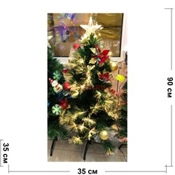 Елка украшенная новогодними шарами со звездой 90 см - фото 161122