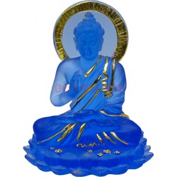 Будда статуэтка прозрачная (NS-869) синяя 10 см высота - фото 161130