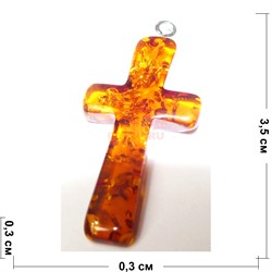 Подвеска кулон из янтаря оранжевая крест 3,5 см - фото 161537