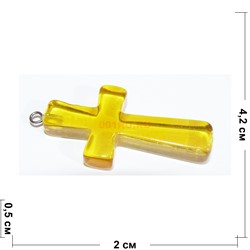 Подвеска кулон из янтаря крест желтая 4,2 см - фото 161615