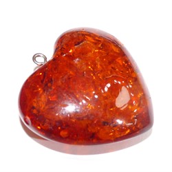 Подвеска кулон из янтаря сердце оранжевое 3 см - фото 161658
