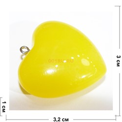 Подвеска кулон из янтаря сердце желтое 3 см - фото 161661