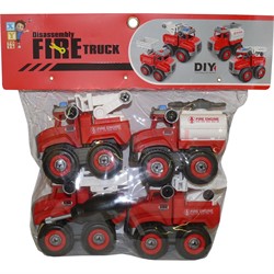 Машинки Пожарные Fire Truck DIY 4 шт/набор разборные - фото 161951