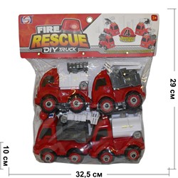 Машинки Пожарные Fire Rescue DIY 4 шт/набор разборные - фото 161956