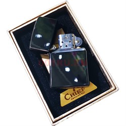 Зажигалка бензиновая Chief цвет черный глянец чистая для гравировки - фото 162115