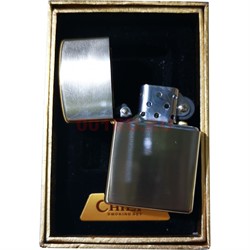 Зажигалка бензиновая Chief цвет металл с золотой окантовкой чистая для гравировки - фото 162120