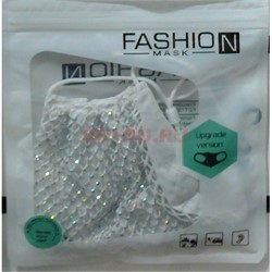 Маска защитная Fashion Mask со стразами и плетением (R-006) расцветки в ассортименте - фото 162935