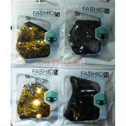 Маска защитная Fashion Mask с пайетками (R-007) расцветки в ассортименте - фото 162936