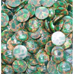 Кабошоны 20 мм круглые из зеленой мозаики - фото 165104