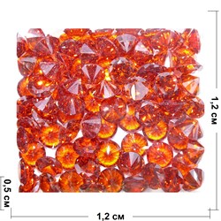 Кабошоны 12 мм «бриллиант» из ярко-оранжевого стекла - фото 166381
